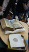 A King James bible dated 1610, presented to school in the 1800s, beautiful scripts and delicate page-turning with gloves