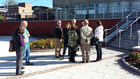 Landscaped area outside the new building that replaced Harding House